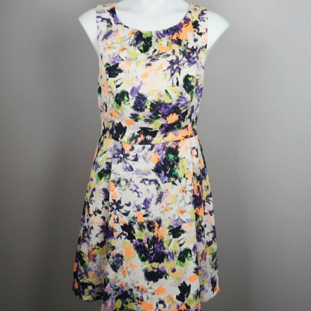 Anthro Maeve Neon Splash Dress Size 10
